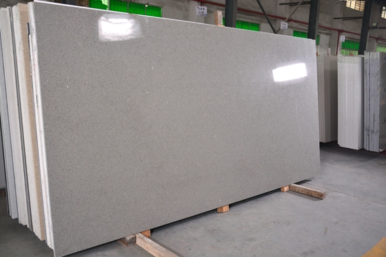 Class 3 Artificial Grey Crystal Quartz Stone Slab For Vanity Top