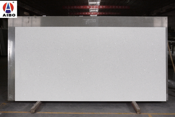 White Mirror Artificial Quartz Slabs Size 3200*1800mm For Vanity Island Bench Top