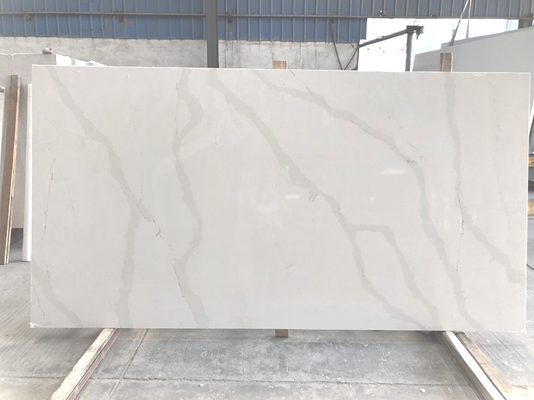 White Gold Artificial Calacatta Quartz Stone Table Top Slab For Kitchen Counter Top