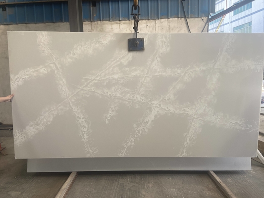 Kitchen Calacatta White Quartz Stone Slab Ice Crack Pattern NSF SGS Certified