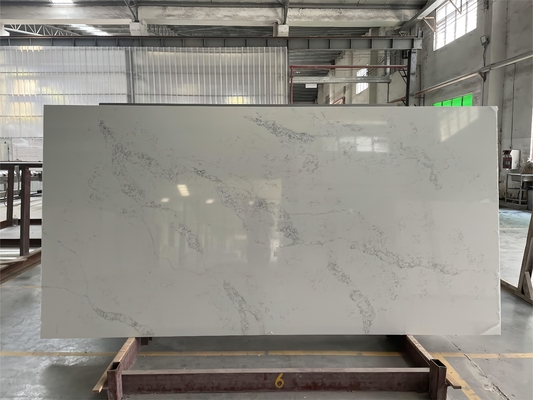 6.5 Mohs Artificial White Quartz Stone Slab Statuario Maximus 5031 Calcatta