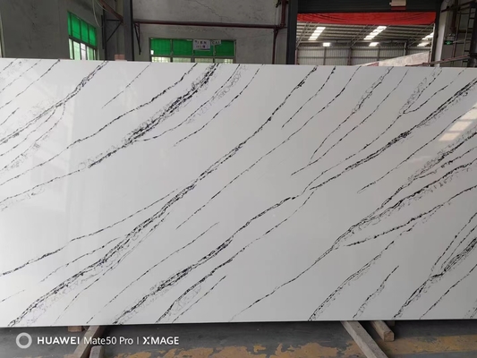 AB70713 River Black Quartz Polished Stone Slabs 3200x1600mm For Kitchen Countertops