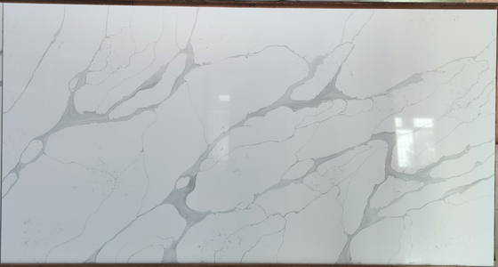 Solid Surface Artificial Stone Kitchen Countertops Tiles 6mm Large Quartz Island Top