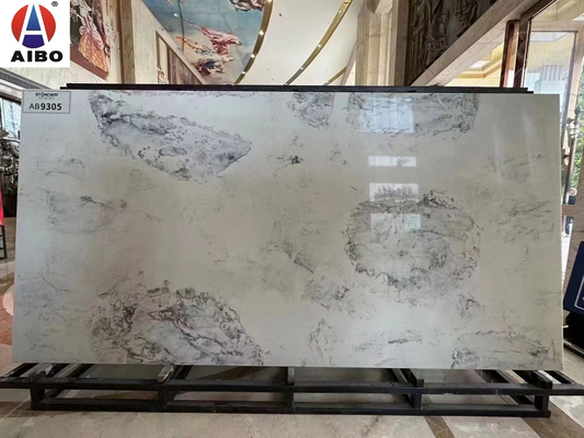 Marble Look Artificial Quartz Slabs For Bathroom Vanity Top Anti Faded