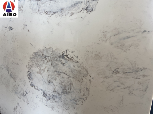 Marble Look Artificial Quartz Slabs For Bathroom Vanity Top Anti Faded