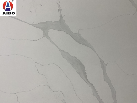 High Tenacity Calacatta white Quartz Stone Polished Surface Strong Crack Resistance