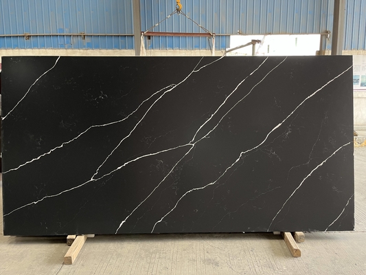 White Vein Calacatta Quartz Stone Black Marble Slab Counter Top Countertop For Kitchen Countertop