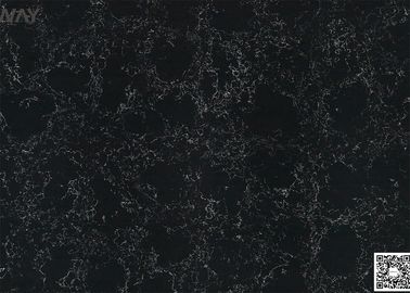 Black Carrara Artificial Quartz Stone Heat Resistance Easy To Clean