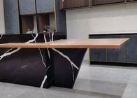 Solid Black Quartz Kitchen Countertops Artificial Stone Worktop Heat Resistance