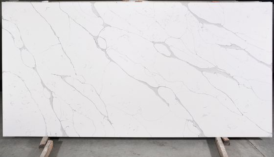 Solid White Calacatta Quartz Stone For Countertops Construction Materials