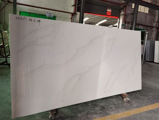 White Engineered Artificial Quartz Stone Solid Surface 3200*1800mm