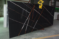 Black 3200*1600*20mm Size Calacatta Lightning Patterned Quartz Slab