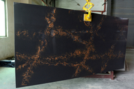 Kitchen Coutertop Black Artificial Quartz Stone Slab With Golden Pattern