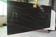 Heat Resistant Calacatta Black Quartz Stone Tops for Kitchen Design Wall