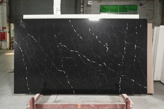 Building Materials Black 12MM Calacatta Quartz Slab With Countertop