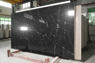 SGS Black Calacatta Artificial Quartz Stone Kitchen Countertop Heat Resistant