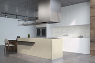 Beige Cararra Artificial Quartz Slab Antifouling High Hardness Kitchen countertops