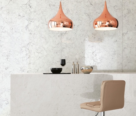 Engineering White Artificial Carrara Quartz Stone Kitchen Countertop Antifouling