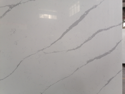 20MM Thickness Calacatta Quartz Stone Grey Veins Polished Marble Look Stone Slab