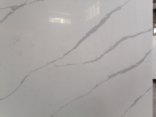 20MM Thickness Calacatta Quartz Stone Grey Veins Polished Marble Look Stone Slab