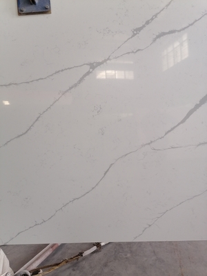 20MM Thickness Calacatta Quartz Stone Grey Veins Polished Marble Look Stone Slab