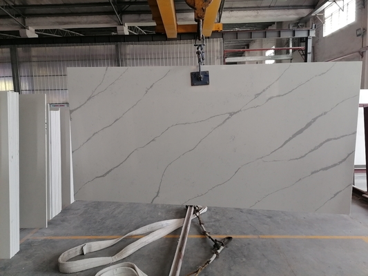 20MM Thickness Calacatta Quartz Stone Grey Veins Polished Marble Look Stone Slab