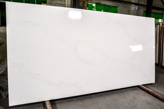 Staining Resistant Polish Finish Calacatta Quartz Stone Countertops Bathroom Floor Tiles