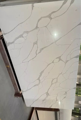 NSF Grey  Calacatta Quartz Stone Slab With White Background Scratch Resistant Decoration Material