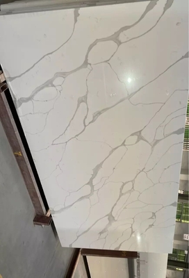 NSF Grey  Calacatta Quartz Stone Slab With White Background Scratch Resistant Decoration Material