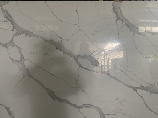 NSF Grey  Calacatta Quartz Stone Slab With White Background Scratch Resistant Decoration Material