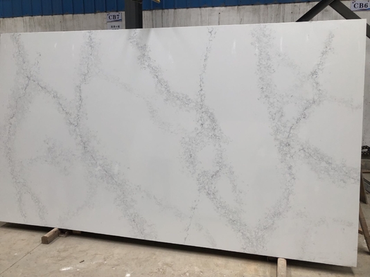 Indoor Polished6.5Mohs Artificial Calacata Quartz Slab 3200*1800*20mm