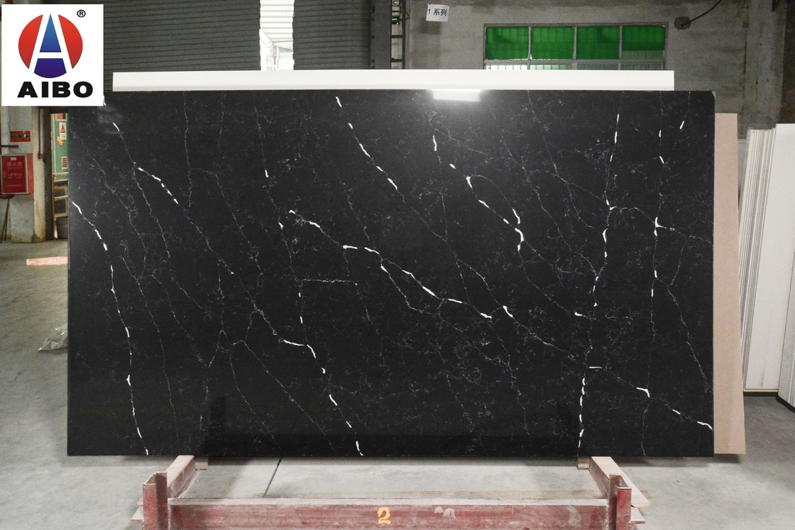 Artificial Black Calacatta Quartz Stone Slab（Acid Resistant）