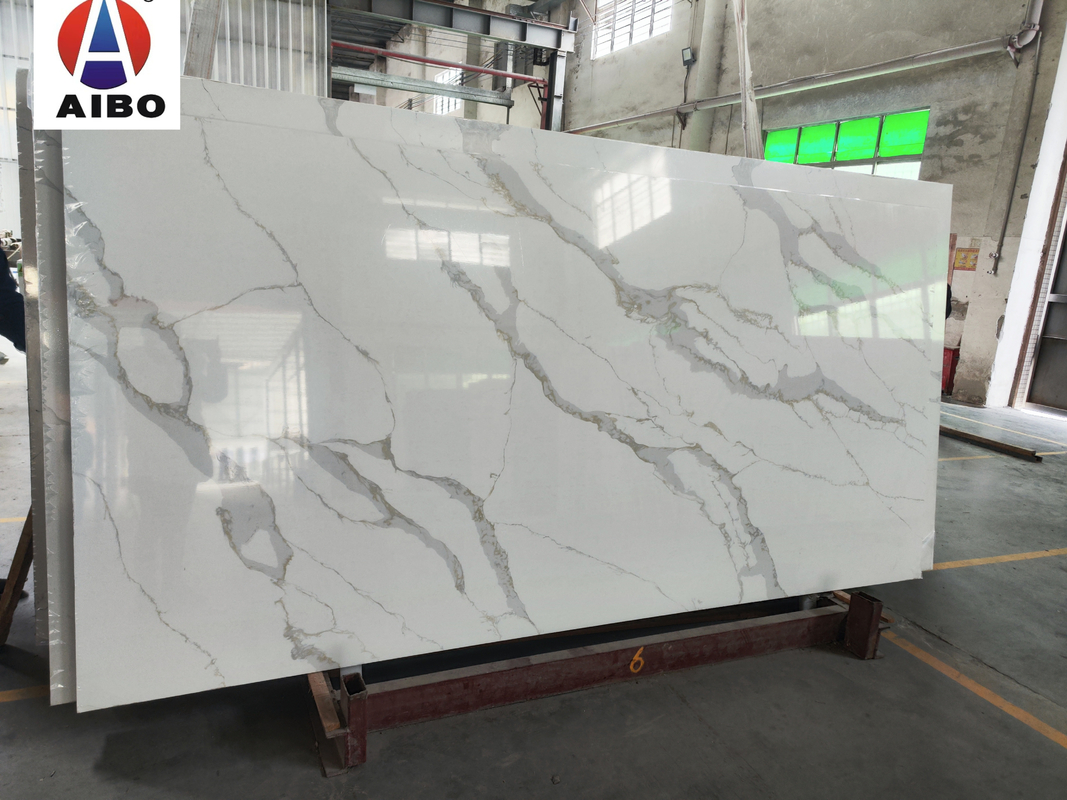 High Density White Calacatta Quartz Stone Slab For Benchtop.