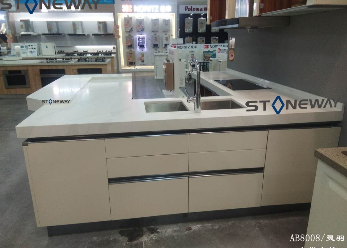 Heat Resistance Solid White Quartz Countertops , Engineered Quartz Tile