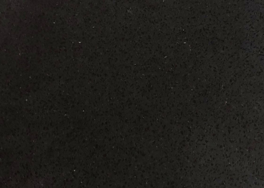 Polished Surfaces Black Quartz Stone Slab Top With NSF SGS Certification Floor Tile