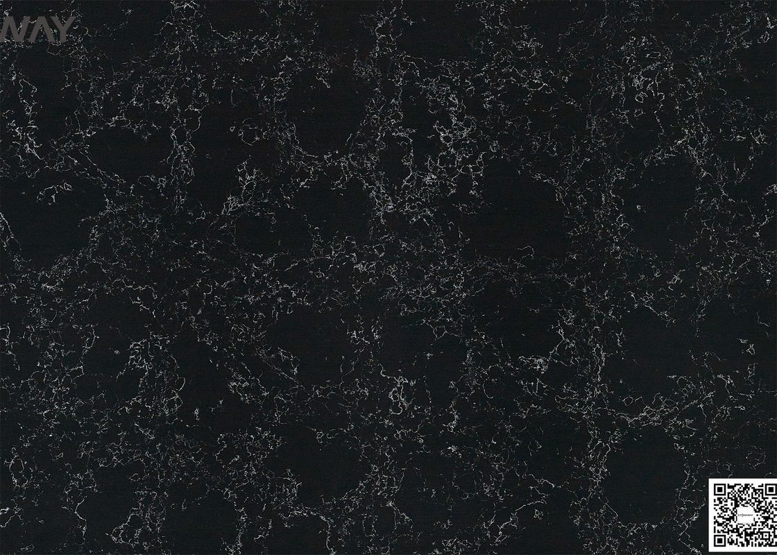 Artificial Marble Black Quartz Stone Man Made Black Marble Stone 6.5 Mohz Wall Tile