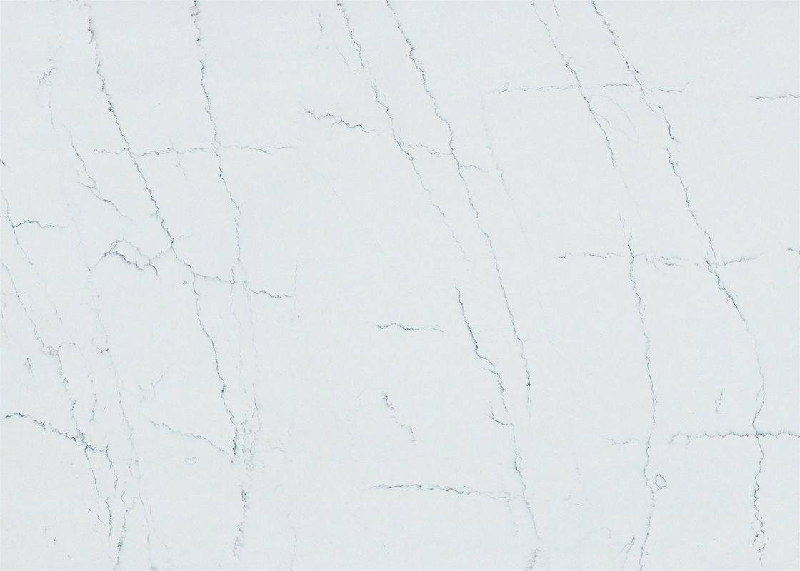 SGS NSF Calacatta Quartz Stone Scratch Resistance Non Toxic 6.5 Mohz Hardness Restaurant Tables