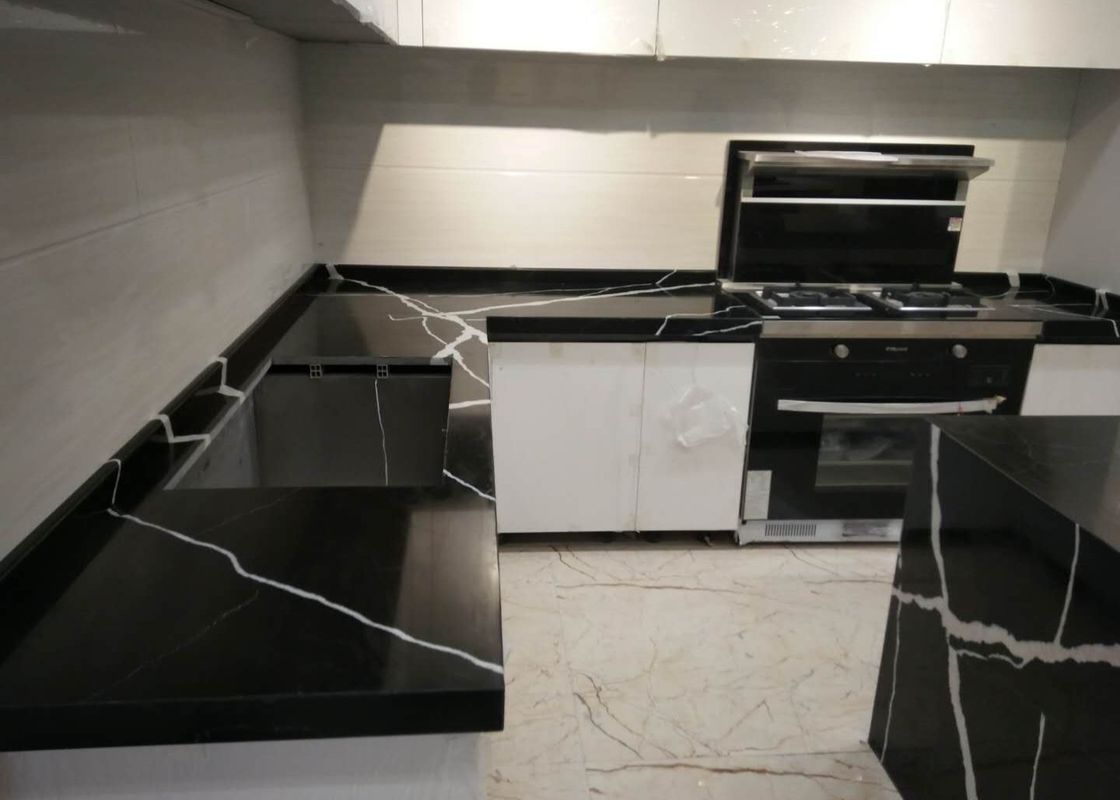 Scratch Resistant Quartz Kitchen Countertops Composite Stone Kitchen Worktops