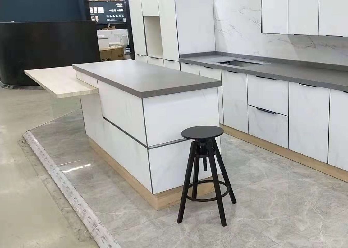 Light Grey Quartz Floor Tiles Countertop Kitchen Top Full Polished Surfaces Finished