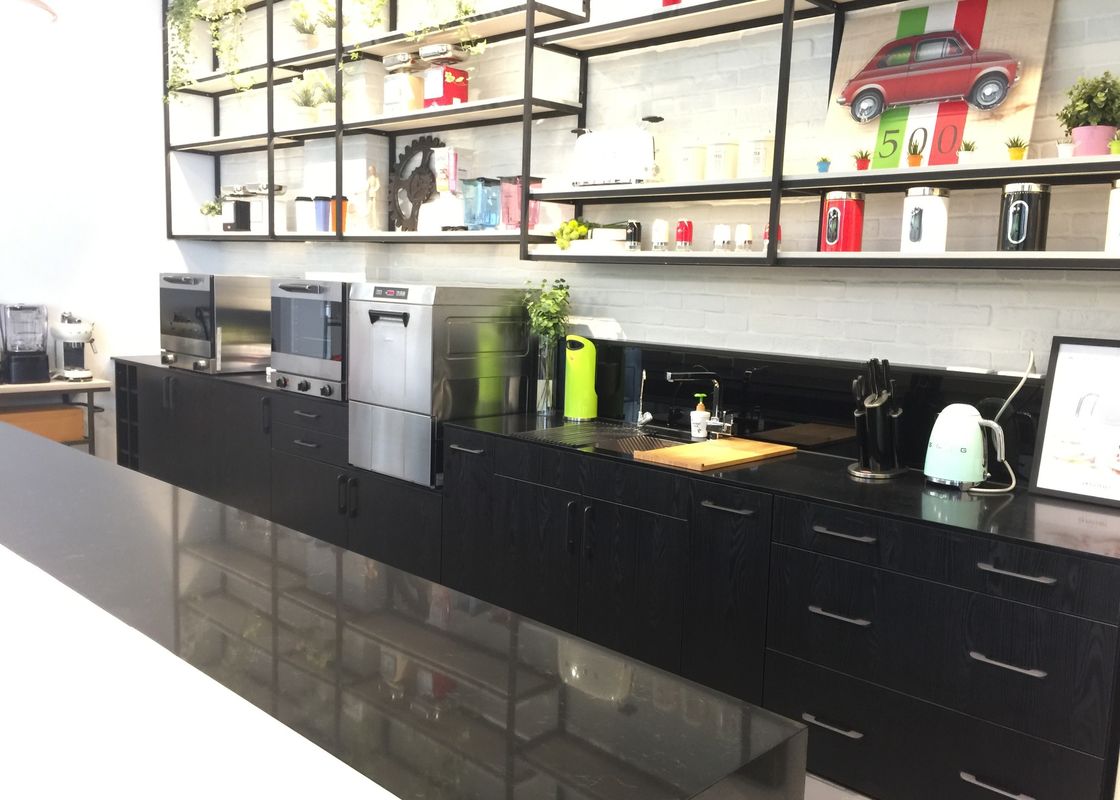 Commercial Black Honed Finish Quartz Countertops That Look Like Marble