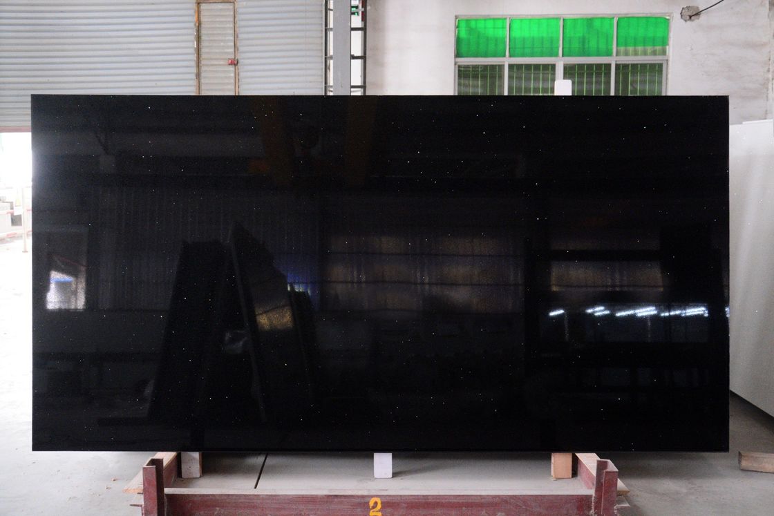 Black Mirror Surface 3200*1800mm 12mm Artificial Quartz Stone