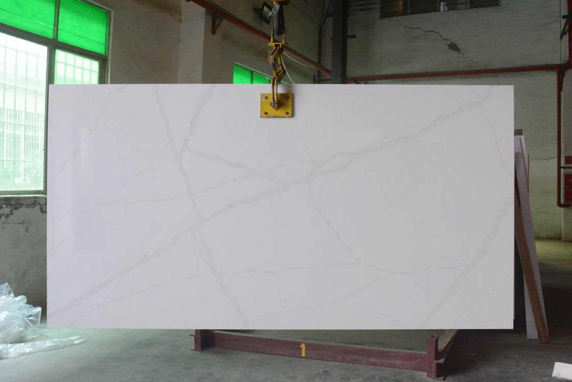 Stain Resistant White Countertops 12 MM Artificial Quartz Slabs