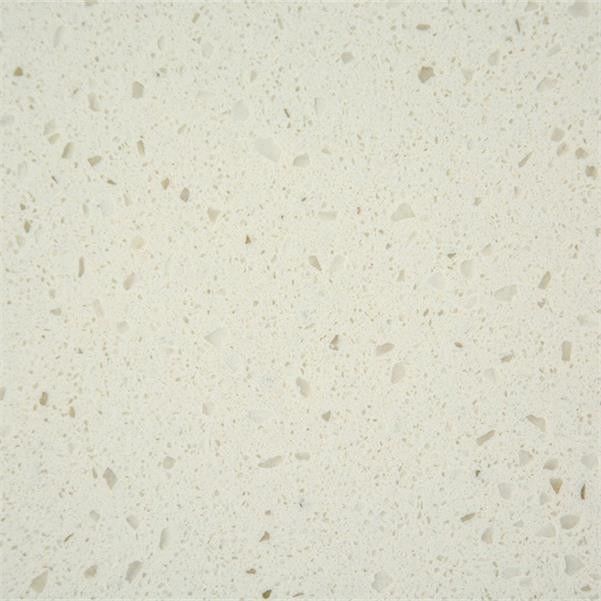 Non Abrasive 15MM Creamy White Glass Quartz Stone Floor Tiles