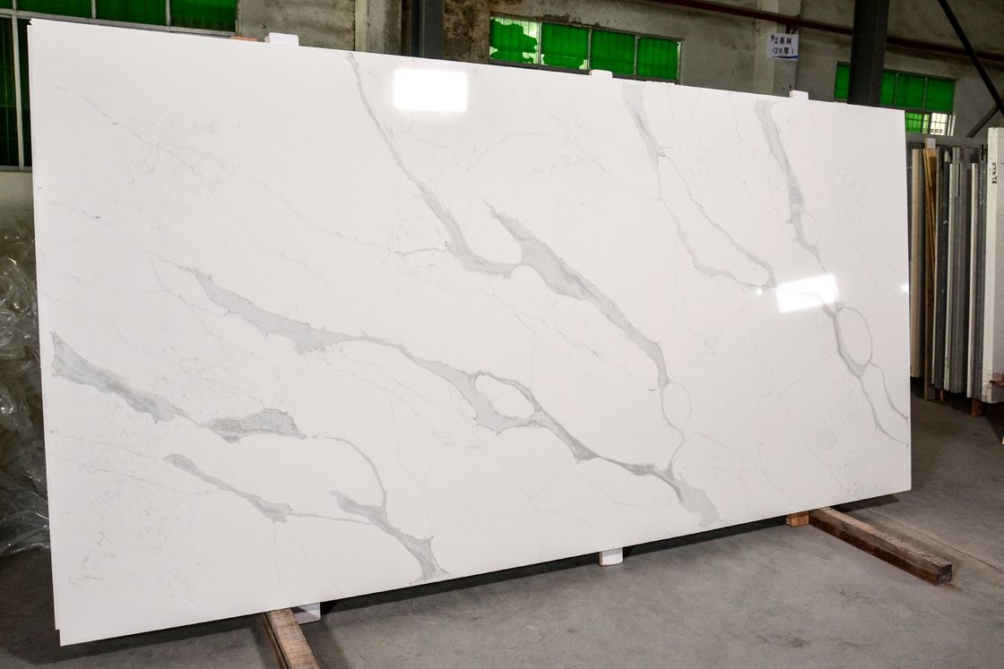 Engineered White Quartz Slab Prefabricated Kitchen Countertops