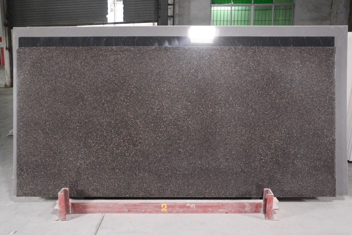 Beige Color Polished Artificial Quartz Marble Kitchen Countertop 3250x1850x20mm