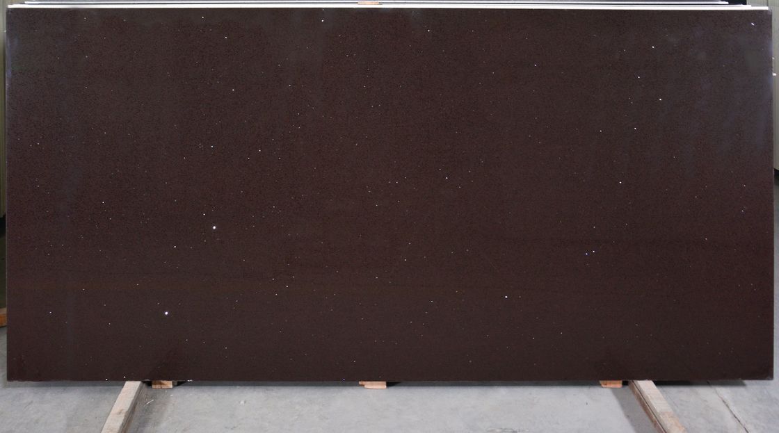 NSF Light Crusty Brown Artificial Quartz Slabs Easy Stain For Kitchen Top