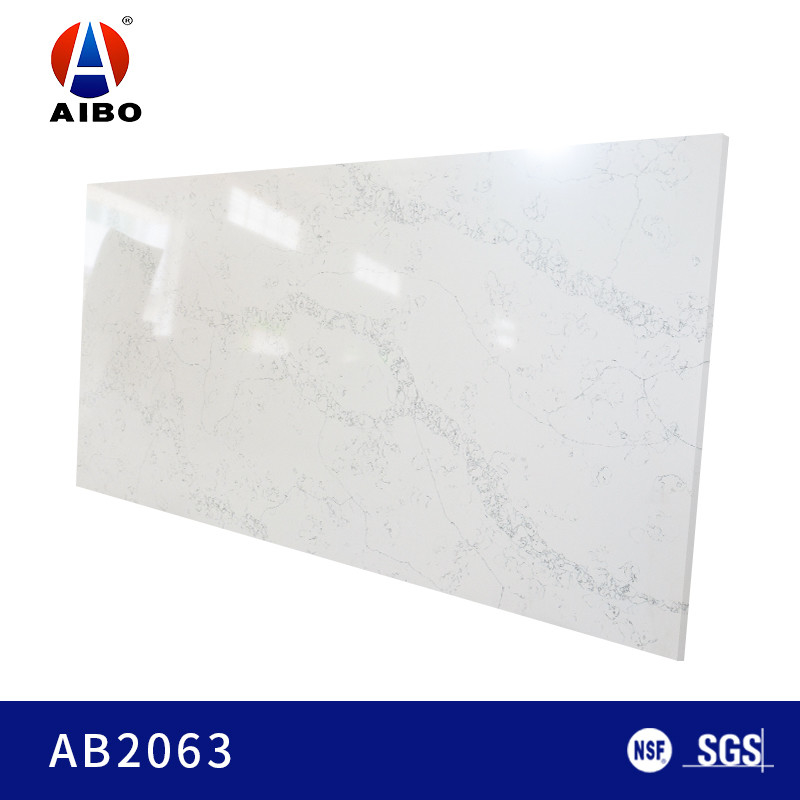 15MM White  Veined White Quartz Stone Calacatta For Wall Panel