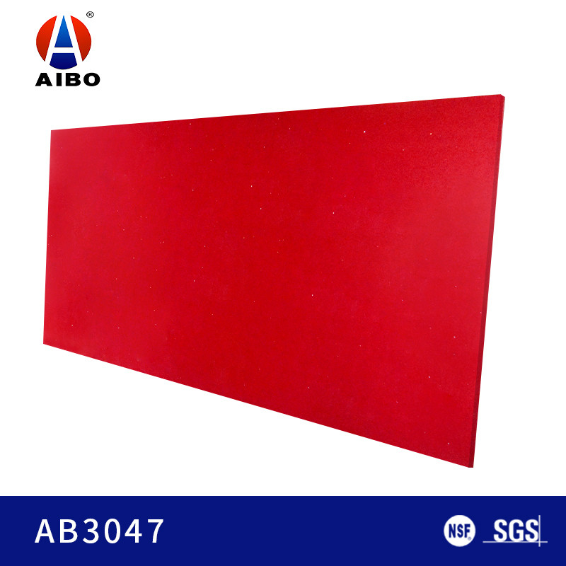 Bright Red Anti Slip 3200*1600 Colorful Quartz Stone For Countertops