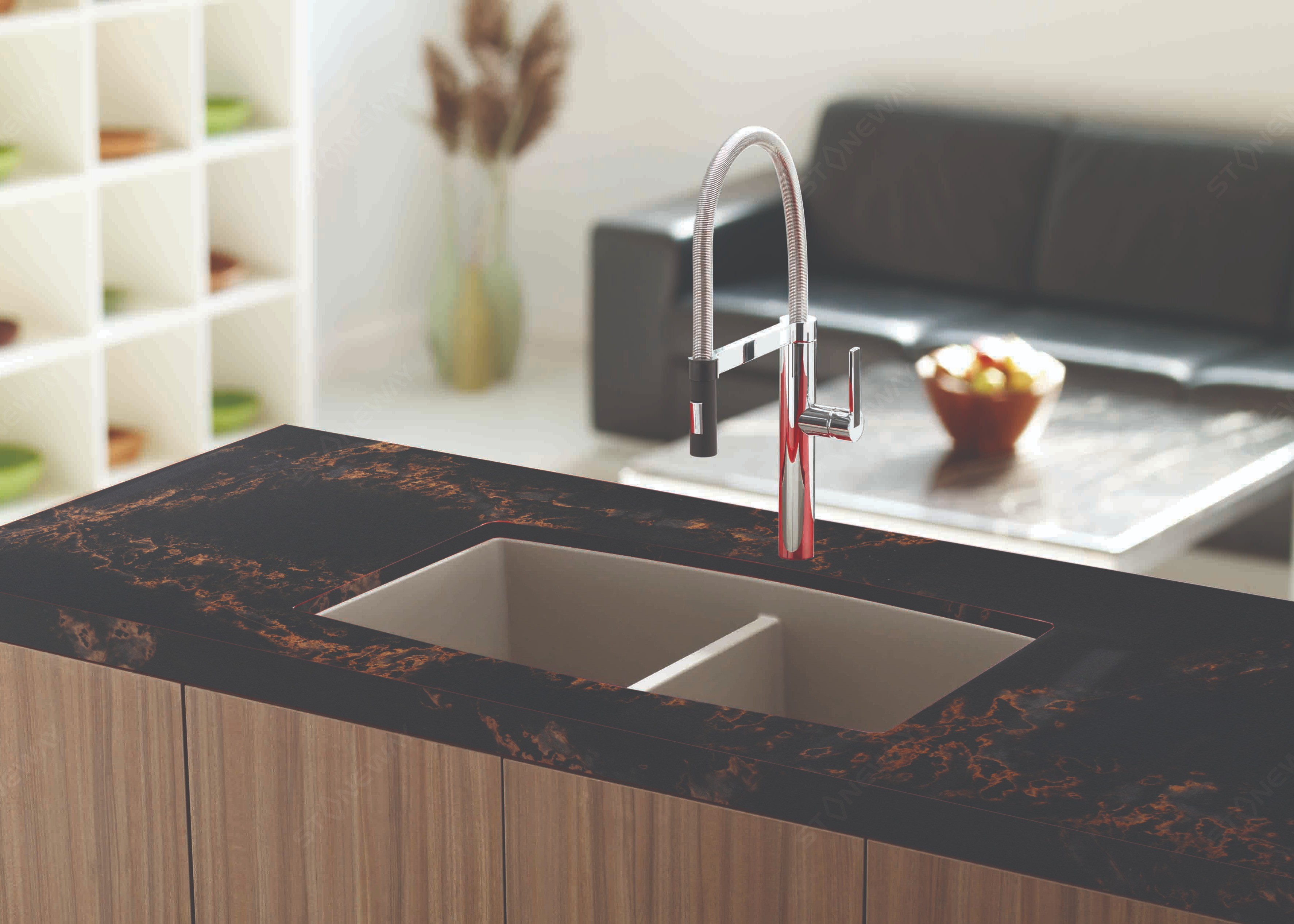 High Hardness Quartz Stone Table Top Artificial Stone Slabs Anti Corrosion