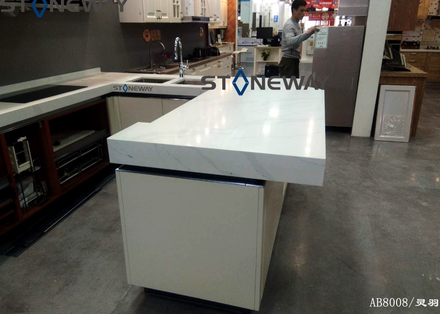 Heat Resistance Solid White Quartz Countertops , Engineered Quartz Tile